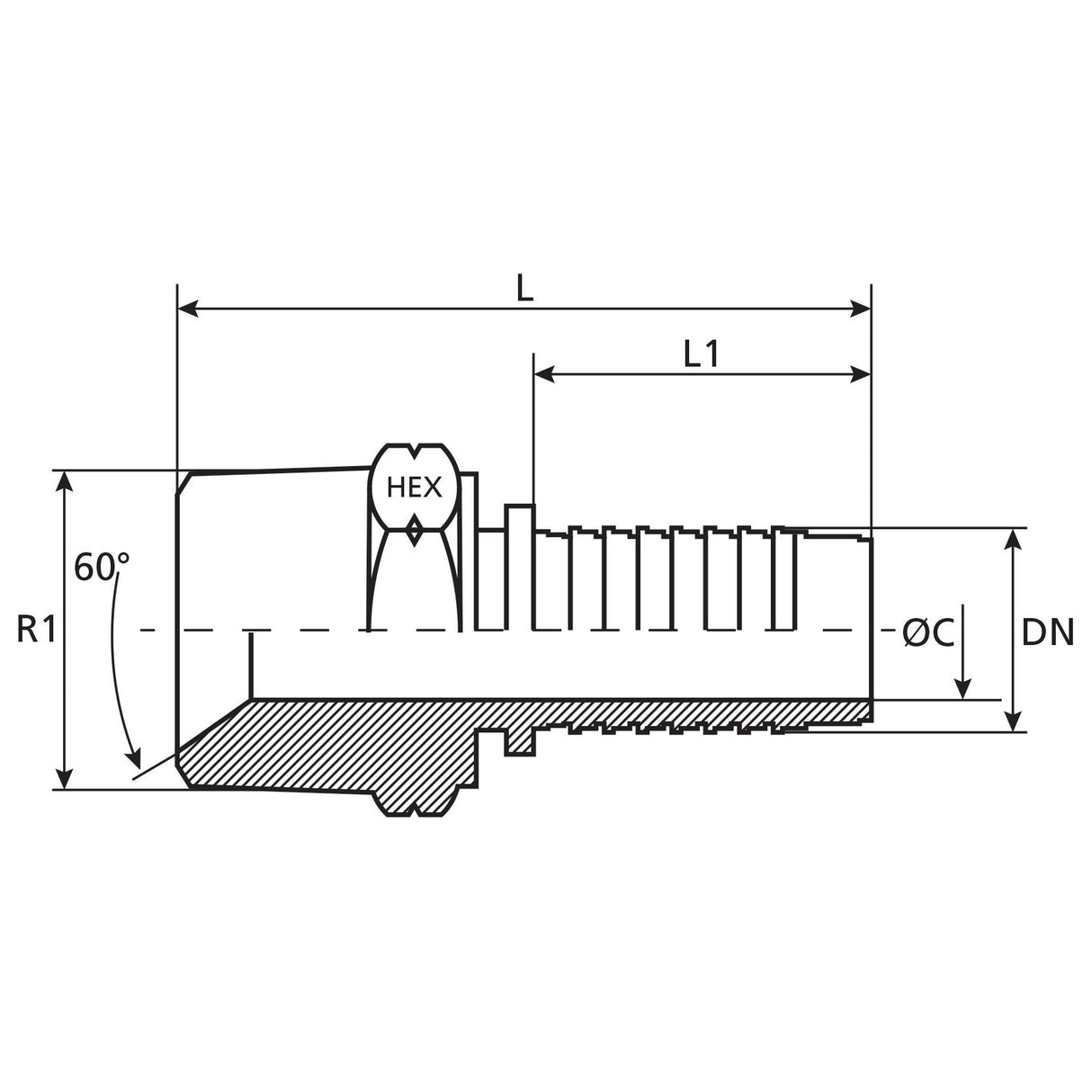Dicsa Dicsa NPT Hose Insert 1/2" x 3/4" Male Thread Straight - S.116693 - Farming Parts