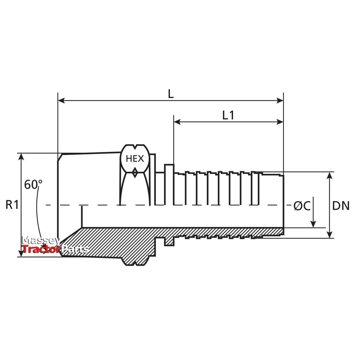 Dicsa Dicsa NPT Hose Insert 3/8" x 1/2" Male Thread Straight - S.116690 - Farming Parts
