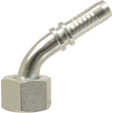 Featuring a 135-degree bend, the Dicsa Metric 24° Hose Insert from Sparex (Part No. S.53345) includes a hexagonal nut at one end and a ribbed hose connector on the other, with an M22 x 1.5 thread and an O-ring for secure sealing.