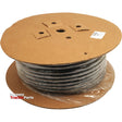 A large spool of black hose wrapped in plastic with brown cardboard ends, labeled "Sparex" and marked with "Dicsa Trale Hydraulic Hose - 1/4'' 2SN 2 Wire Standard (Cardboard Reel) | Sparex Part No.S.114312" for maximum working pressure.