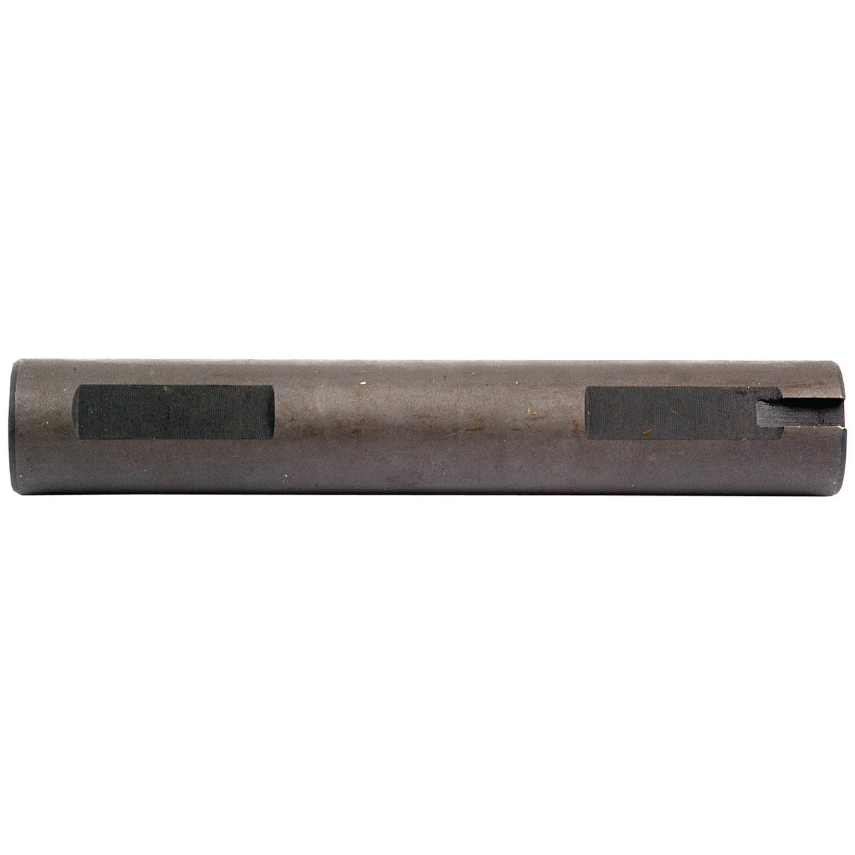 The Differential Shaft by Sparex (Sparex Part No. S.59141) is a metal cylindrical tool featuring grooves and slots on its surface, ideal as a component for industrial use, such as in Case IH Farmall machinery.