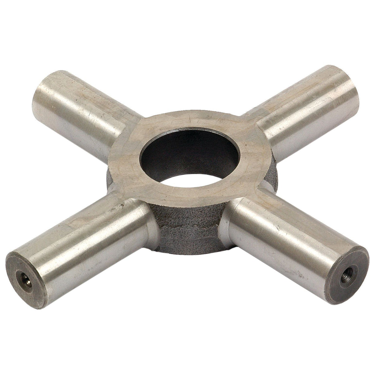 The Sparex Differential Spider (Sparex Part No.S.66266) is a metallic cross plate with four cylindrical extensions and a circular central hole, ideal for mechanical or industrial applications, especially in Ford or New Holland differential systems.