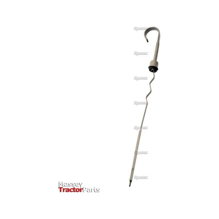 A metal Dipstick (Sparex Part No. S.65329) with a hook handle for accurate tractor oil measurement, compatible with New Holland models, from the brand Sparex.