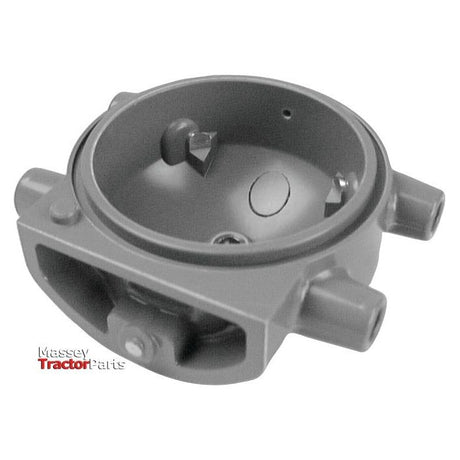 A gray mechanical part with two cylindrical extensions on the sides and an open circular top, branded "Sparex," model S.42327 Distributor Cap, compatible with Ford / New Holland systems.