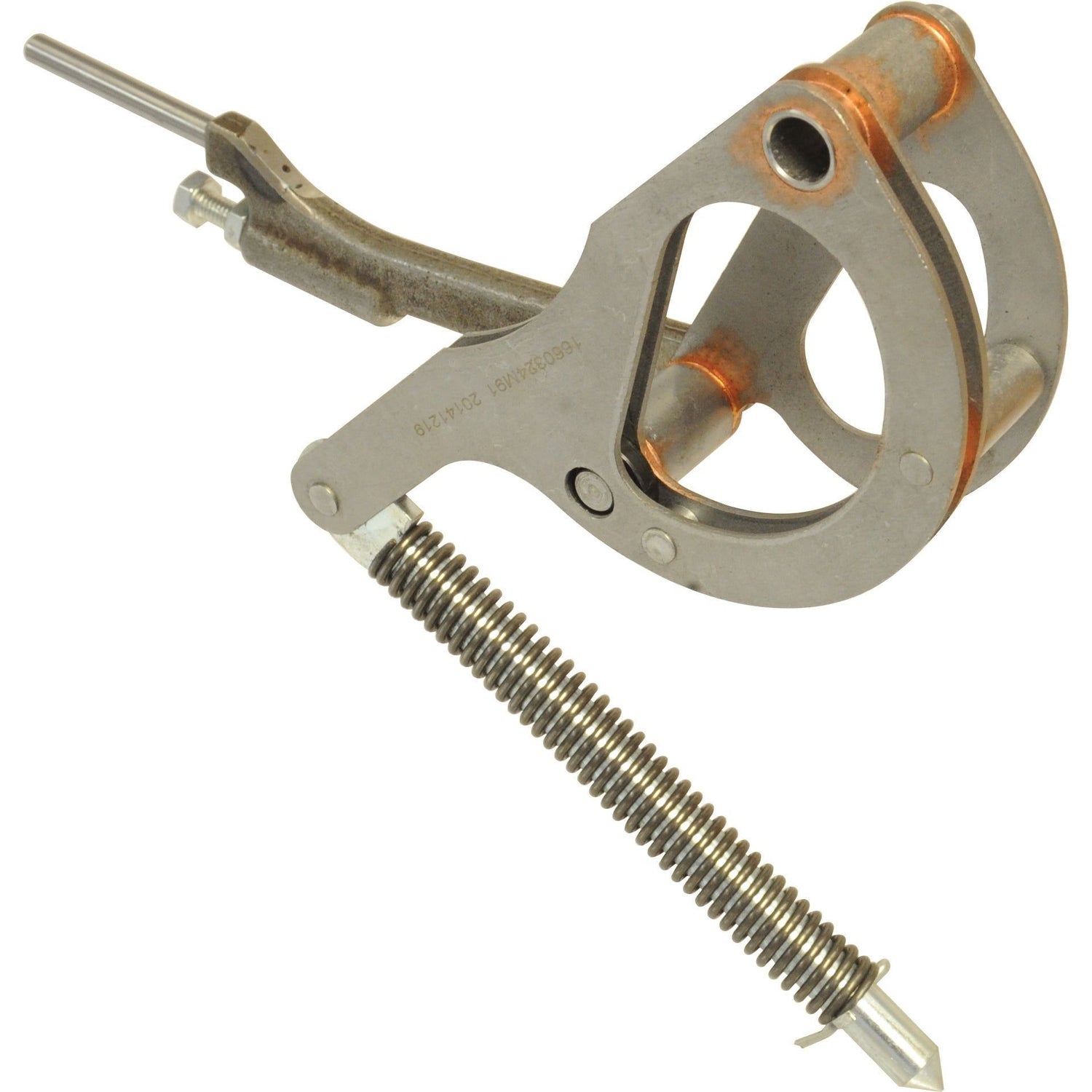 The Sparex Draft Control Assembly (Part No. S.41448) is a spring-loaded locking clamp tool with adjustable tension, incorporating a handle and a screw mechanism for securely holding objects. It is ideal for use on Massey Ferguson machinery.