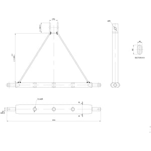 Drawbar Hitch System (Cat. 2) No. holes: 3, 770mm.
 - S.144791 - Farming Parts