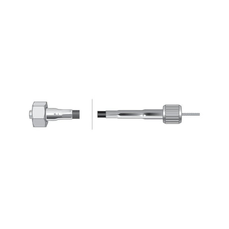 Image of a disassembled Drive Cable, Sparex Part No. S.52626, with an attachable cylindrical piece alongside it, suitable for JCB.