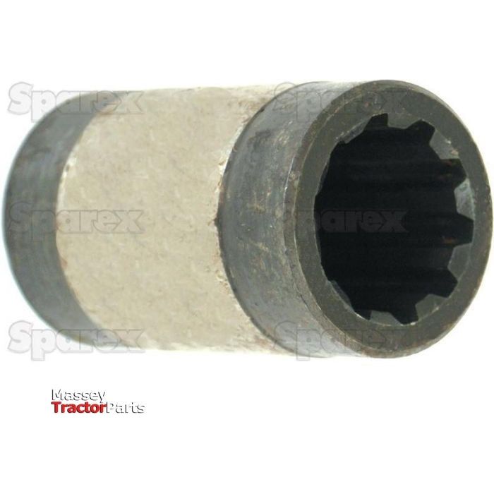 A close-up of a metallic tractor part featuring the Sparex logo repeatedly in the background. The Massey Tractor Parts logo is situated at the bottom, highlighting the Drive Train Coupling (Sparex Part No. S.62349) integral to machinery like Allis Chalmers and Case IH models.