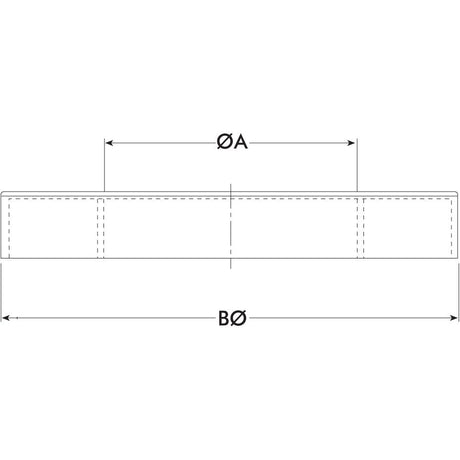 Technical drawing depicting a horizontal cylindrical object with diameter labeled as ØA and length labeled as B, similar to the Sparex Dust Cover (Part No. S.16332) used in parts like those on a Landini 5830.