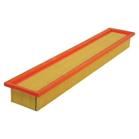 Dust Filter | Sparex Part No. S.76636 by Sparex, featuring a yellow pleated body with a red border, placed on a white background.