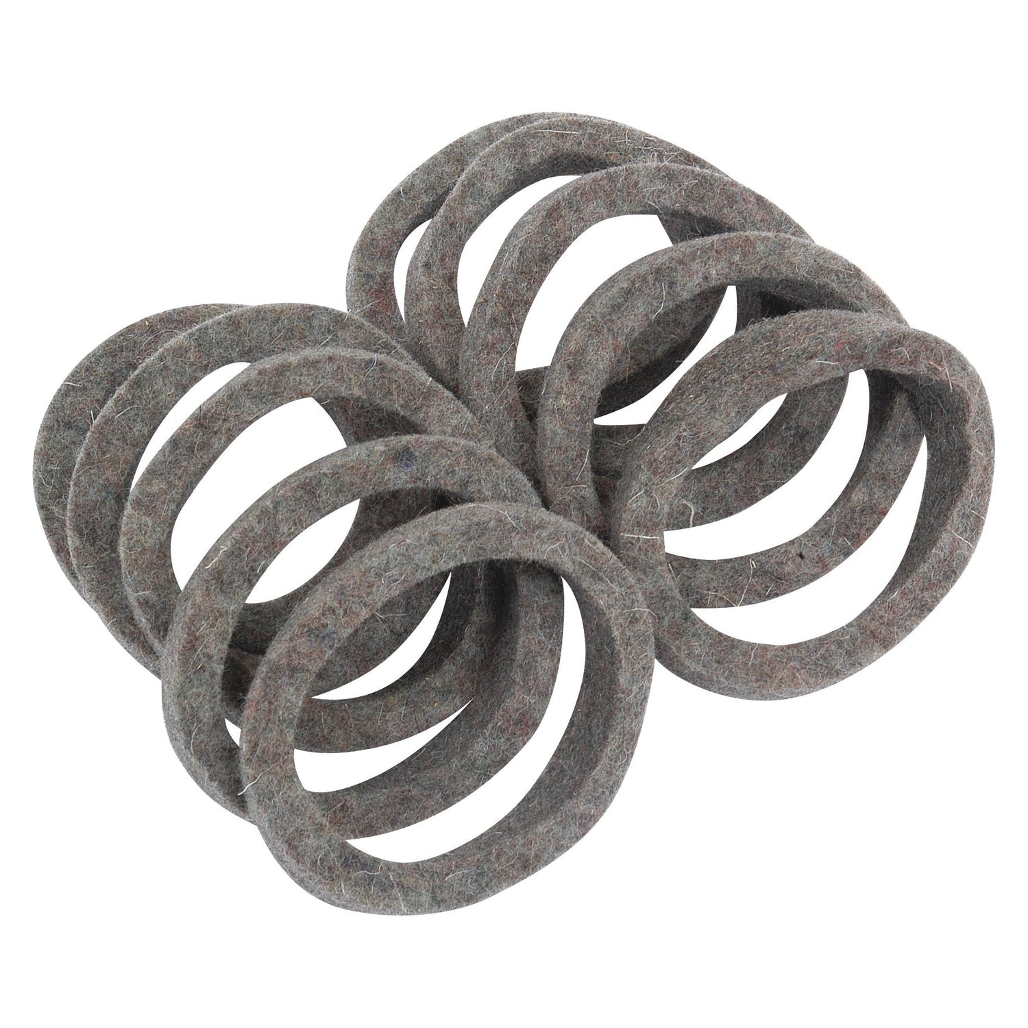 A stack of grey, circular felt rings identified as Dust Seal - Felt (Sparex Part No. S.41570) from the Sparex brand, specifically used for Massey Ferguson tractors.