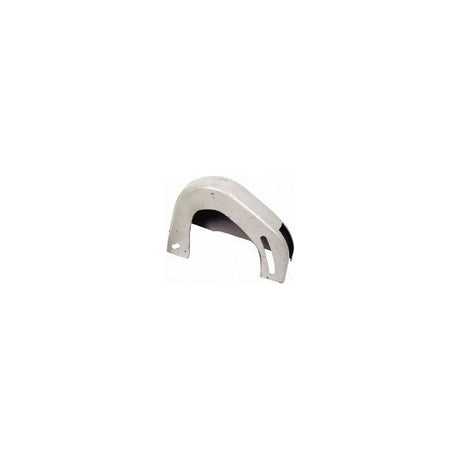 A metal bracket with a curved design and two mounting holes, specifically the AGCO Dynamo Pulley Guard (part number 1883763M91) compatible with Massey Ferguson Pre-100 Series, displayed on a white background.