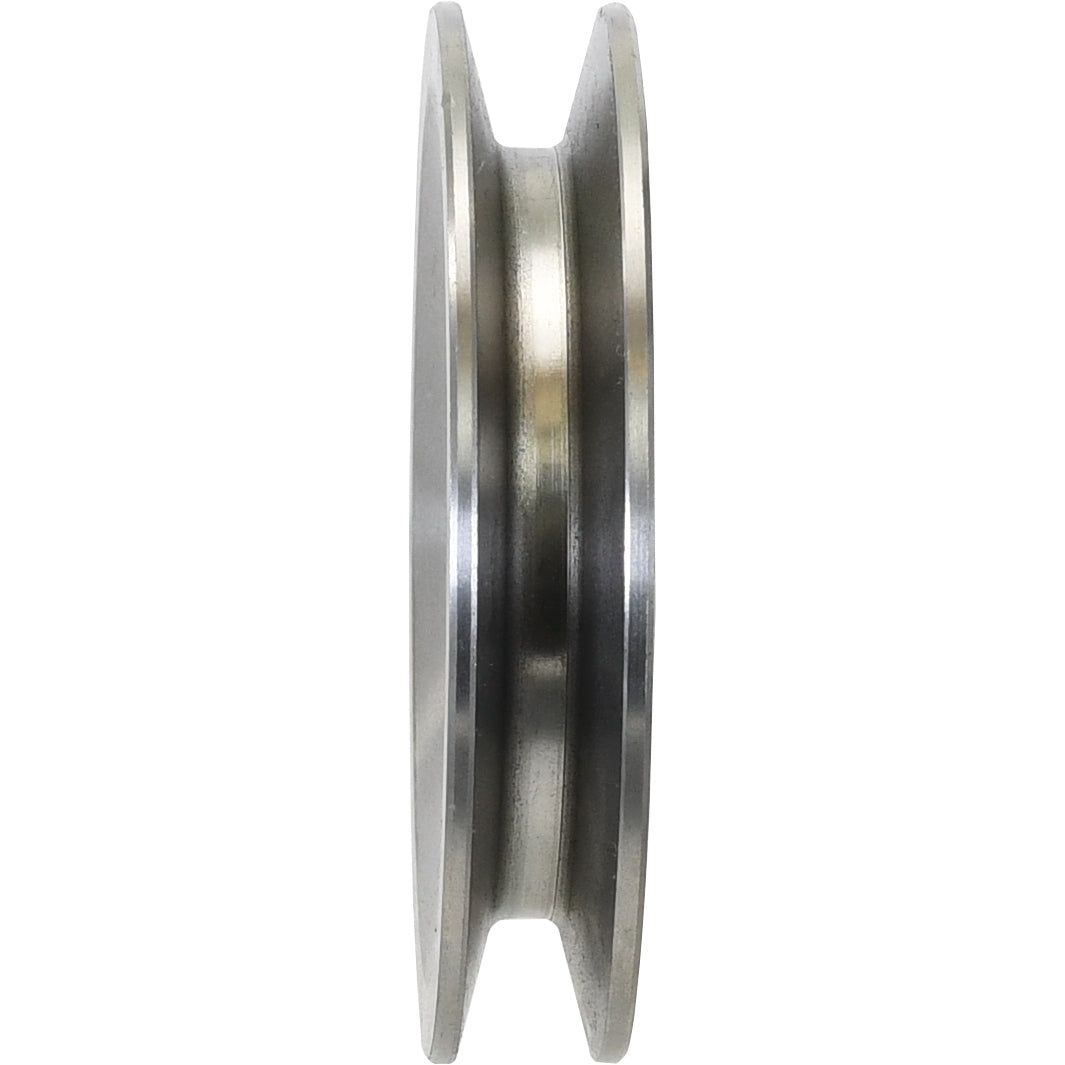 Side view of the Dynamo Pulley (Sparex Part No. S.41158) with a center groove for guiding a belt or rope, from the Sparex brand.
