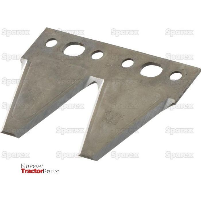 Mower Knife Section -  75x102x2.5mm - Hole⌀ 6.3 & 10mm -  Hole centres:20 & 31mm
 - S.143343 - Farming Parts