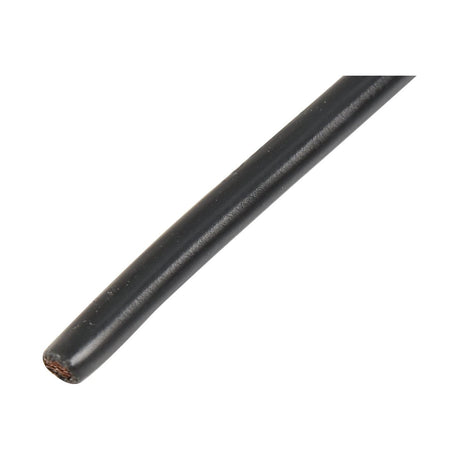 Close-up of a black 4mm² Electrical Cable - 1 Core, Sparex Part No.S.51938, with a partially exposed wire end against a white background.