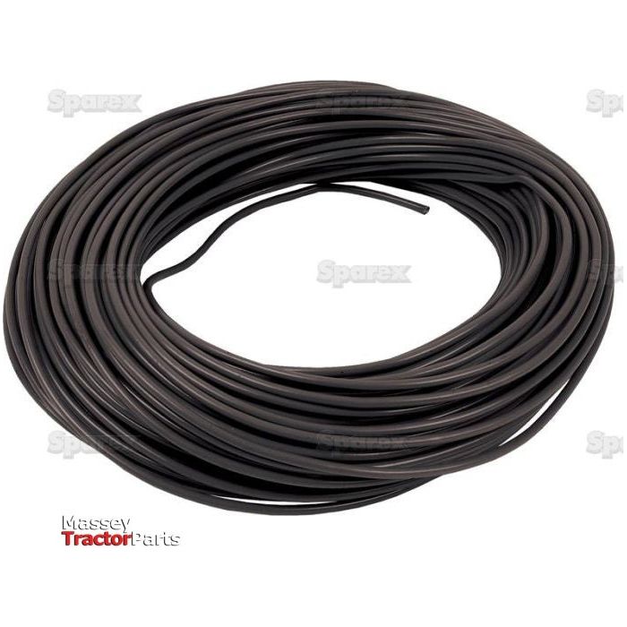 A coiled roll of Sparex 1 Core, 1.5mm² electrical cable in black, measuring 50 meters in length, set against a white background with faintly visible Sparx and Massey Tractor Parts logos.