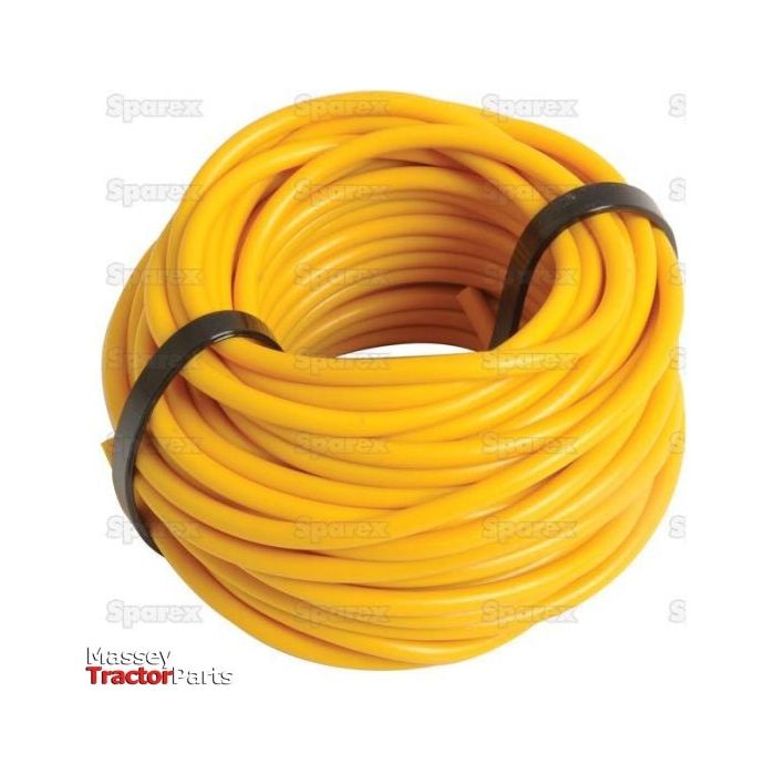 A coiled yellow electrical cable, 2.5mm² in diameter and 10 meters in length, is secured with two black straps and branded under "Sparex." The bright hue of this Agripak product, with Sparex Part No. S.26964, provides an eye-catching and functional addition to any setup.