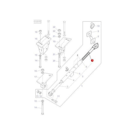 Illustrated diagram of a mechanical assembly with numbered components, featuring the AGCO Massey Ferguson End Stabiliser (part number 3818522M1) highlighted in red. Suitable for Massey Ferguson 4300 Series tractors.