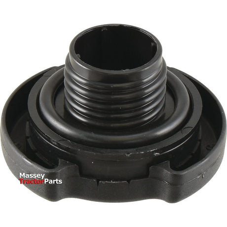 A black plastic threaded cap with ridged sides, labeled "Sparex," ideal for use as an Engine Oil Cap in tractors such as Ford New Holland or Case IH. This cap is also known as Sparex Part No. S.66760.
