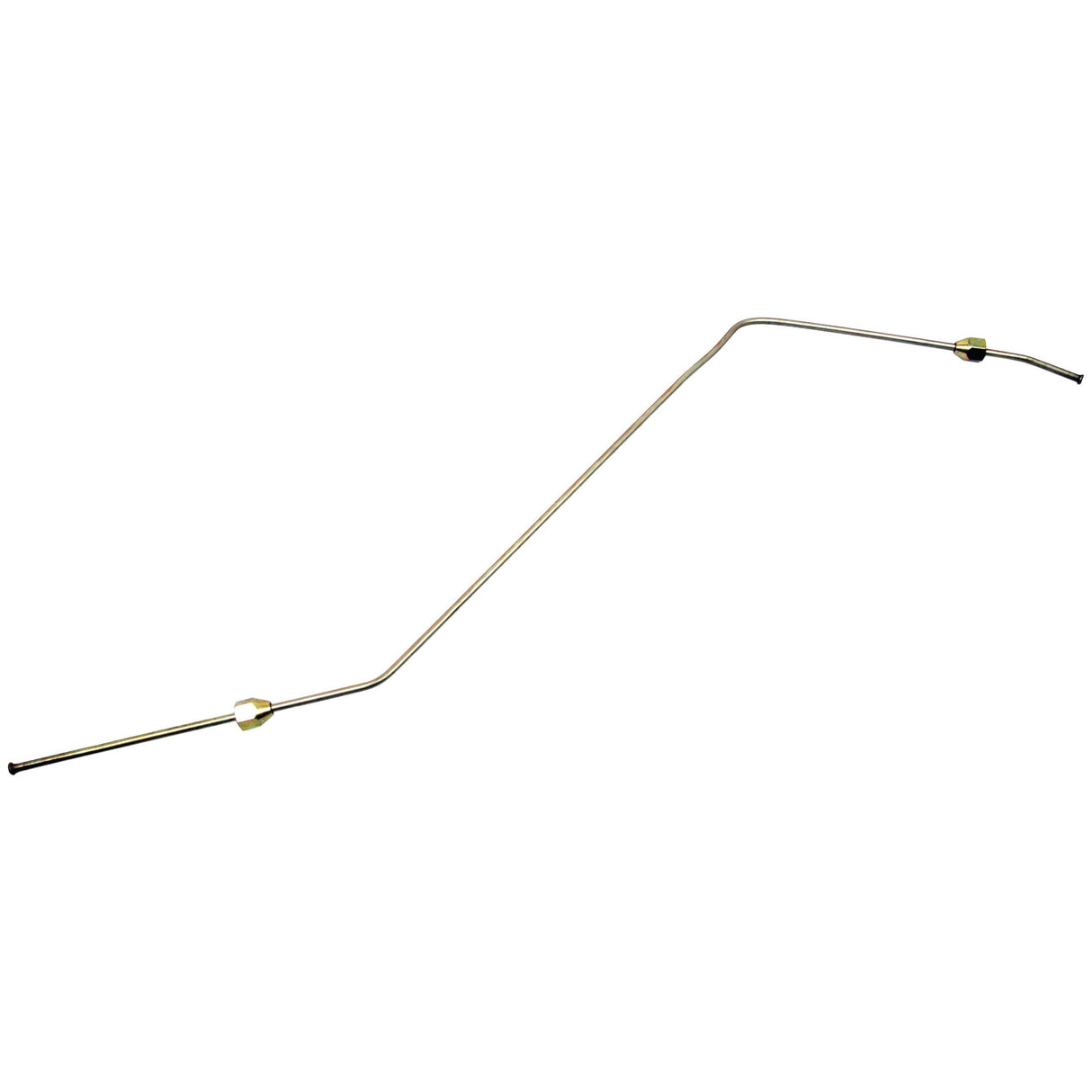 This Engine Oil Pressure Pipe, Sparex Part No. S.42133, by Sparex is a long, thin metallic tube with several bends and two attached fixtures at each end, designed specifically for the Perkins A3.152 engine and compatible with Massey Ferguson tractors.