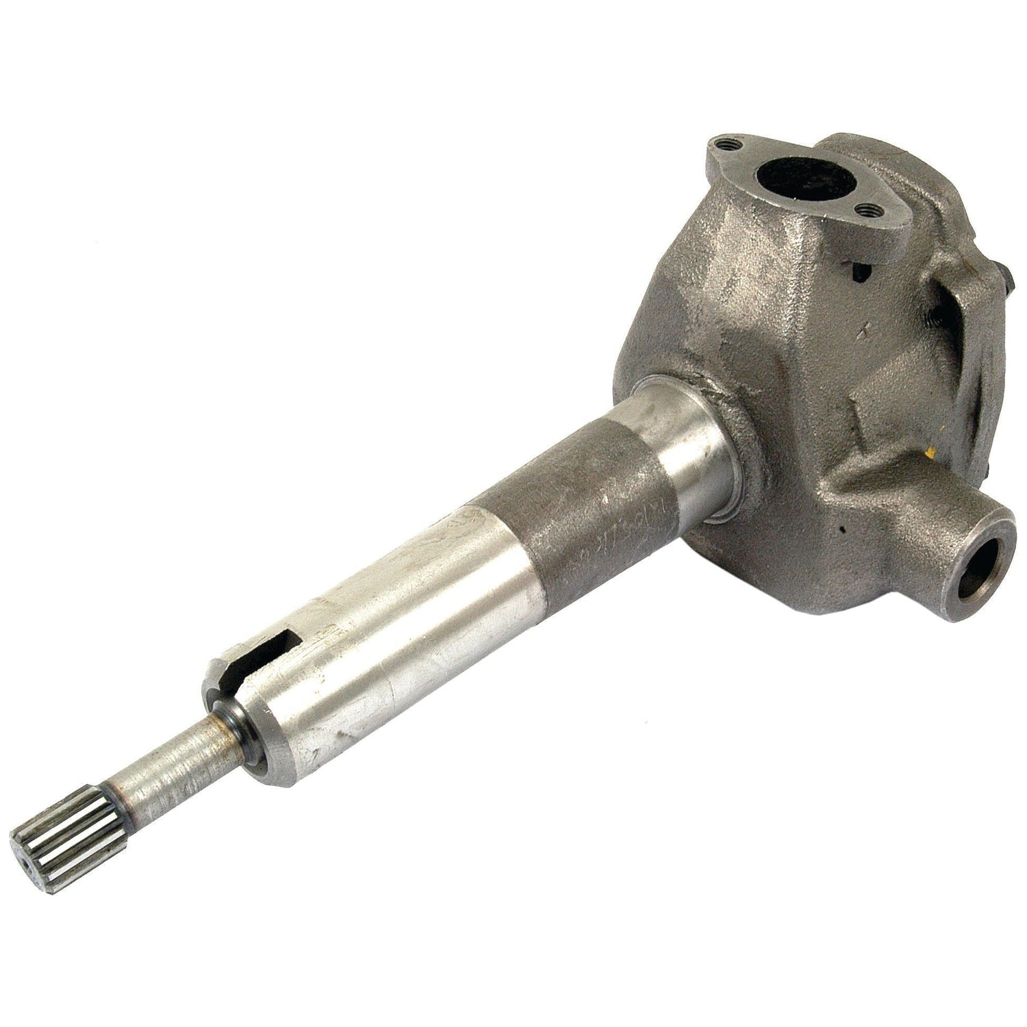 A metallic gear shaft with a threaded end and multiple mounting points, suitable for compatibility with Massey Ferguson engine oil pumps, specifically designed as the Sparex Engine Oil Pump (Sparex Part No. S.41934).