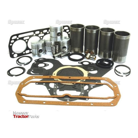 A Sparex Engine Overhaul Kit without Valve Train - S.57921 for a BD154 Engine, featuring pistons, gaskets, seals, and more, laid out on a white background.