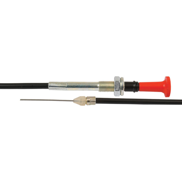 An Engine Stop Cable by Sparex (Part No. S.41847), featuring a red-handled control knob and metal fittings, displayed on a white background, has a total length of 1130mm with an outer cable length of 1020mm.