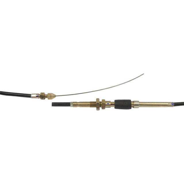 Here is an image of the Sparex Engine Stop Cable (Sparex Part No. S.57376), featuring metal connectors and a black cable housing, with a total length of 1287mm and an outer cable length of 1100mm—commonly found in Case IH and International Harvester equipment.