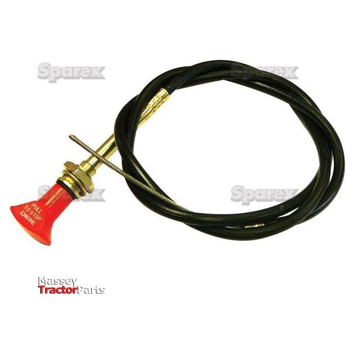 An engine stop cable measuring 1090mm in length, featuring a red knob labeled "Pull to Choke" attached to a long black cable. The Massey Tractor Parts logo and Sparex branding are visible in the bottom left corner. Product No.S.67463 by Sparex.