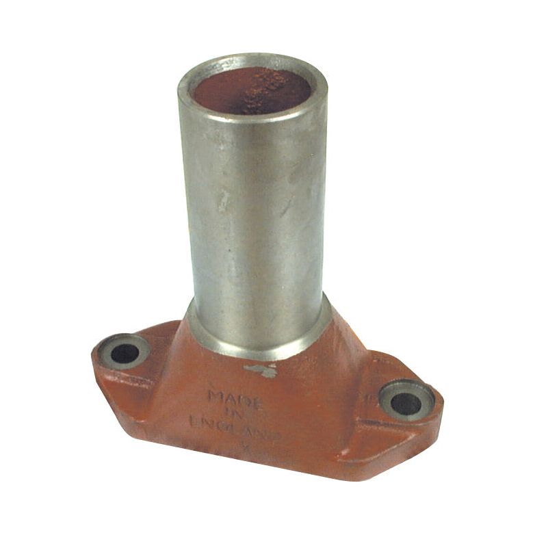 A cylindrical metal component branded Sparex, featuring an orange base, two mounting holes, and the inscription "MADE IN ENGLAND," identified as Exhaust Elbow | Sparex Part No. S.17453.