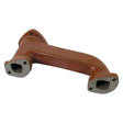 A red, L-shaped Sparex Exhaust Manifold (3 Cyl.) - Sparex Part No.S.41320 with two mounting holes and open ends.