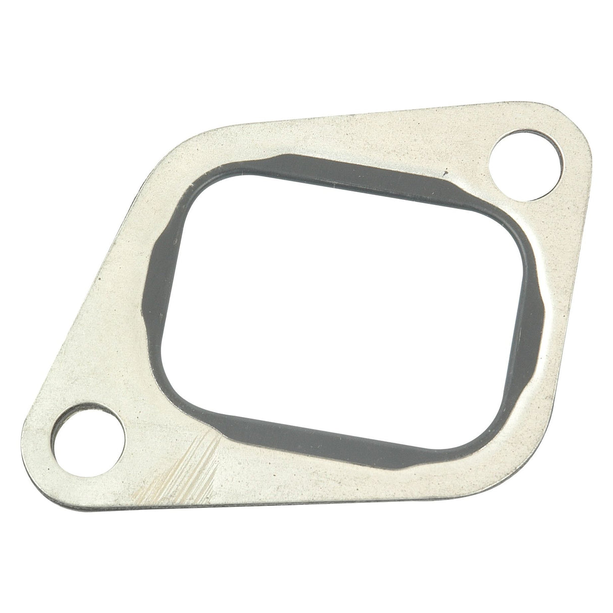 Exhaust Manifold Gasket (Sparex Part No. S.42391) with an irregular rectangular opening and two bolt holes on either side, ideal for exhaust manifold repairs in Landini tractors. Compatible with Sparex parts.