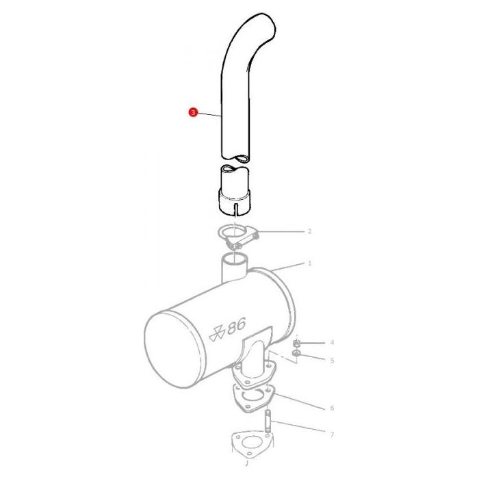 Exhaust Pipe - 3383014M7 - Massey Tractor Parts