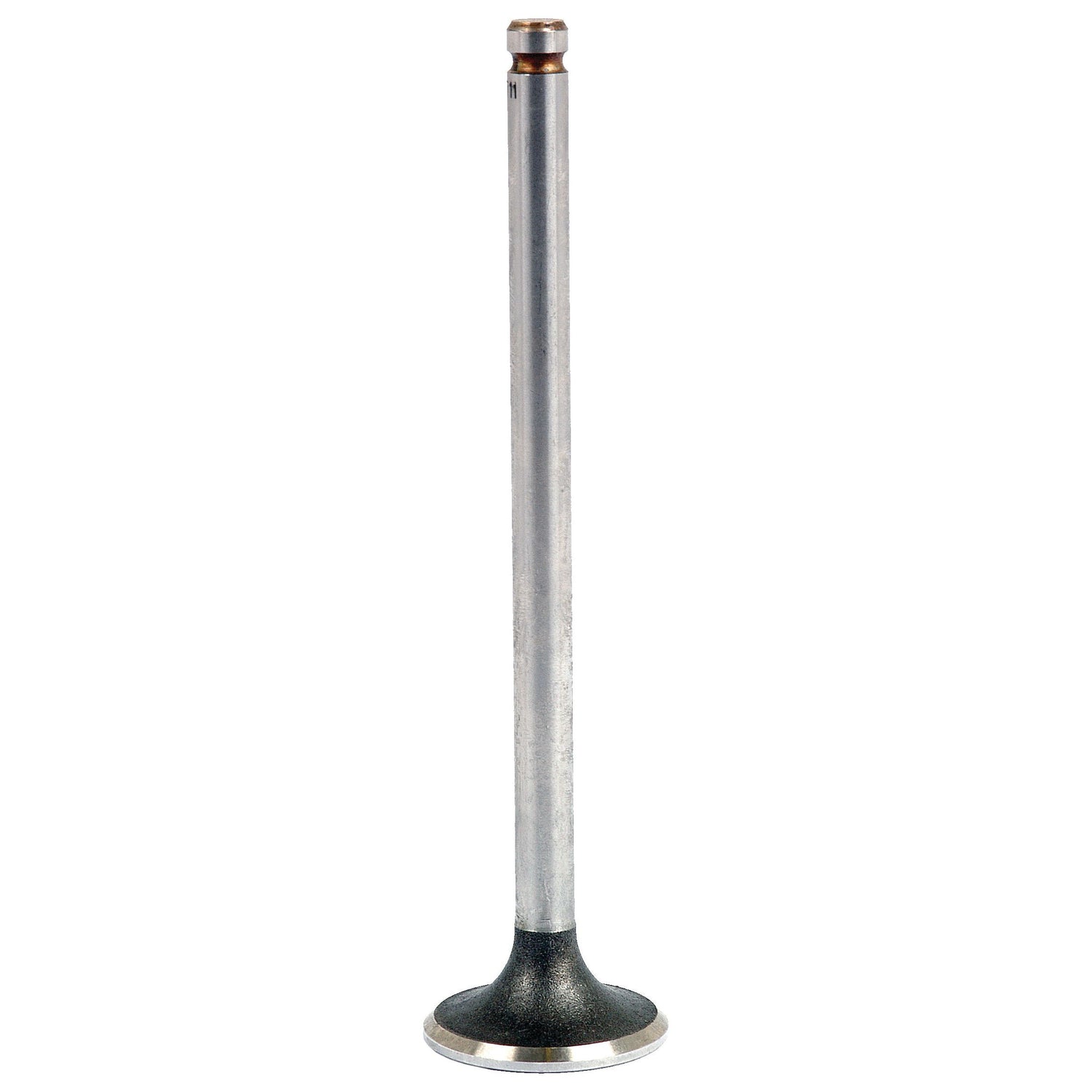 An exhaust valve with a long cylindrical stem and a flat circular base, suitable for Leyland 344 or Nuffield 10/60 tractors, from the brand Sparex (Part No. S.58711), is displayed against a white background.