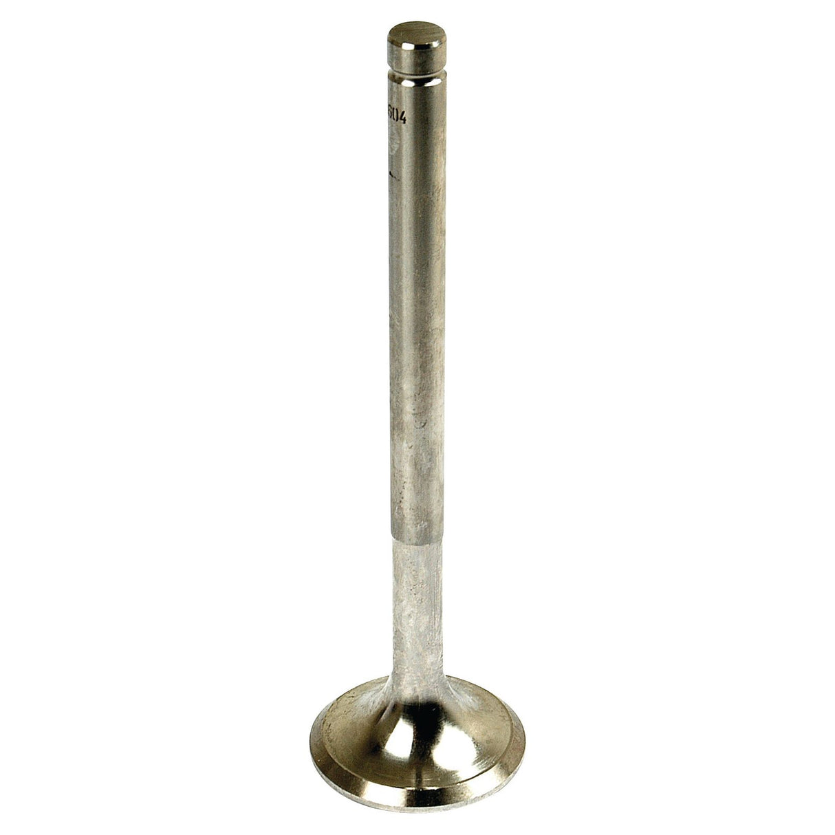 A single Sparex Exhaust Valve Standard (Part No. S.57604) - silver in color with a cylindrical stem and a disc-shaped end, isolated on a white background, compatible with Deutz-Fahr and Case IH machinery.