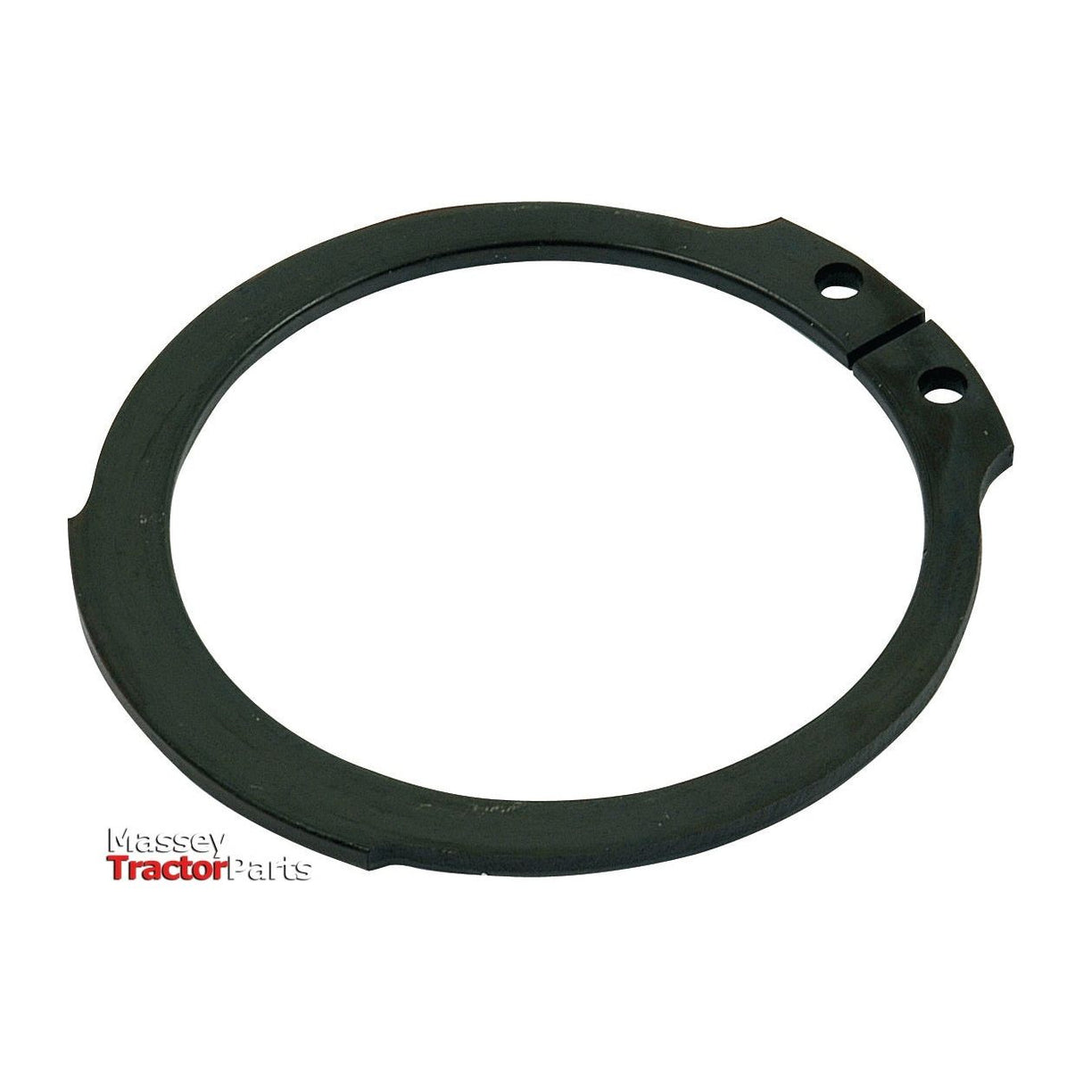 The black circular metal ring, known as an External Circlip, measures 51mm in diameter and is compliant with DIN 471 standards. This item features two small holes near one edge and "Massey Tractor Parts" text in the bottom left corner. It is sold under Sparex with Part No. S.2895.