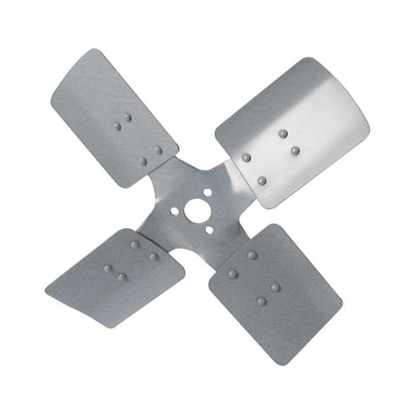 The Sparex Fan Blade (Part No. S.69800) features four metal blades, a central mounting hole, and rivets near the base of each blade, making it ideal for Allis Chalmers tractors.