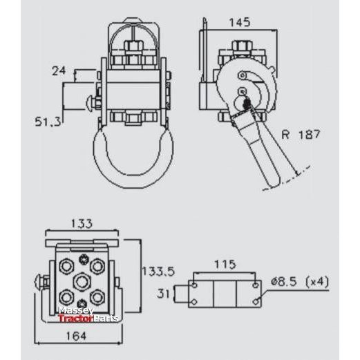 Faster Faster Multiport Coupling - 4 Ports 3/8" Body x M22 x 1.50 Metric Male Thread (Mobile Part) with 1 x Electric 3-pin plug - S.112610 - Farming Parts