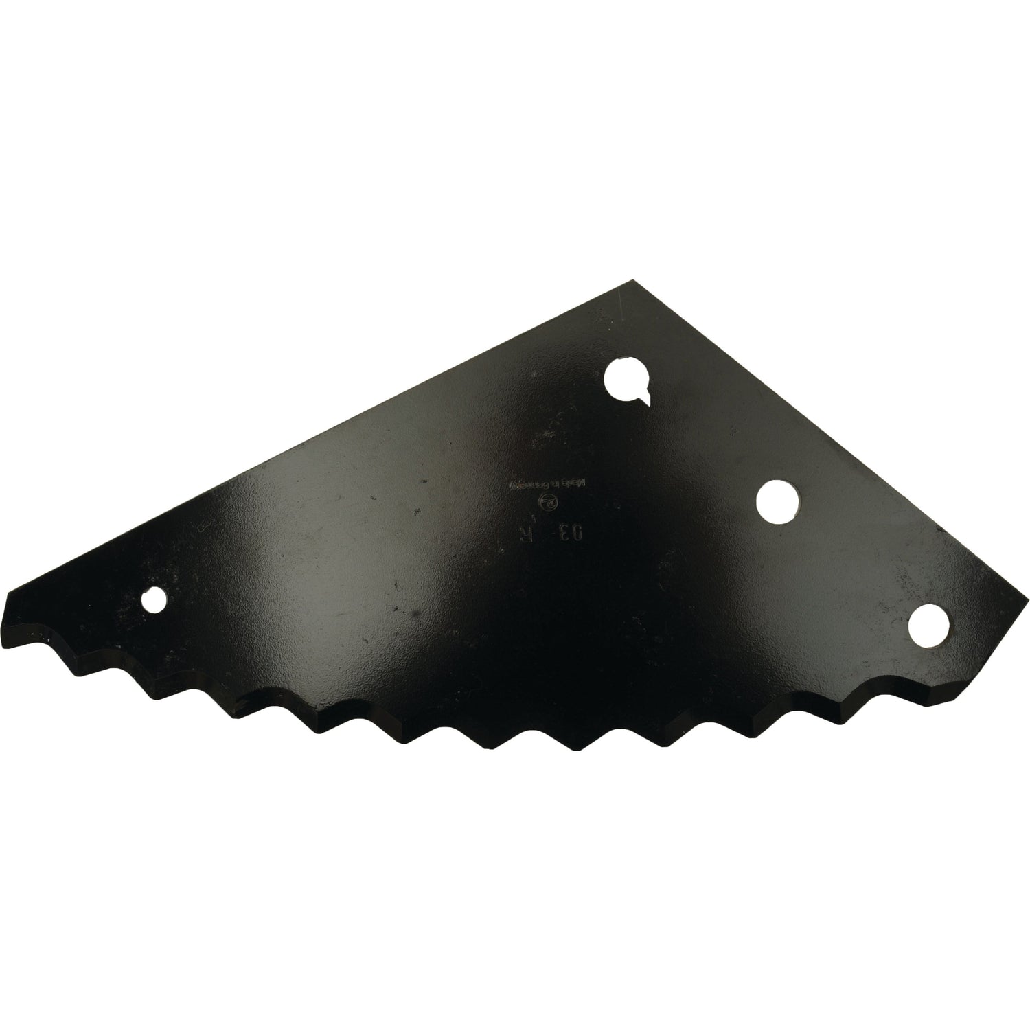 A black Sparex metal cutting blade (Sparex Part No. S.106488) with three circular holes and a jagged edge on one side.