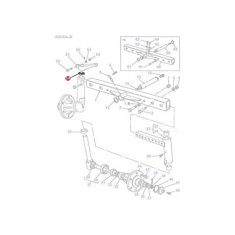 Technical diagram showcasing the assembly of a Massey Ferguson - Felt Seal - 180355M2 mechanical component with numbered parts and screws. Detailed inset shows the positioning of specific smaller tractor parts and their alignment, perfect for AGCO Massey Ferguson models.