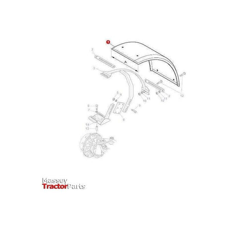 Massey Ferguson Fender Skin 410mm - 3715946M3 | OEM | Massey Ferguson parts | Mudguards-Massey Ferguson-Cabin & Body Panels,Farming Parts,Fenders,Tractor Body,Tractor Parts