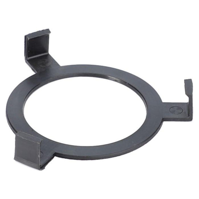 A black circular plastic clip with three prongs, known as the Massey Ferguson Filter Cup (part number 4308728M1) by AGCO, used for securing objects in place on Massey Ferguson 5400 Series equipment.