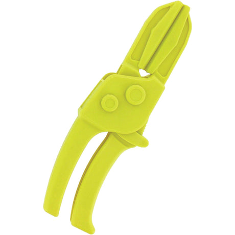 The Sparex Flexible Line Clamp Pliers Heavy Duty (3 - 19mm), identified as Sparex Part No.S.151753, are a rugged yellow pair of plastic locking pliers with mold grips and a distinctive jaw design, ideal for securely gripping or holding objects.