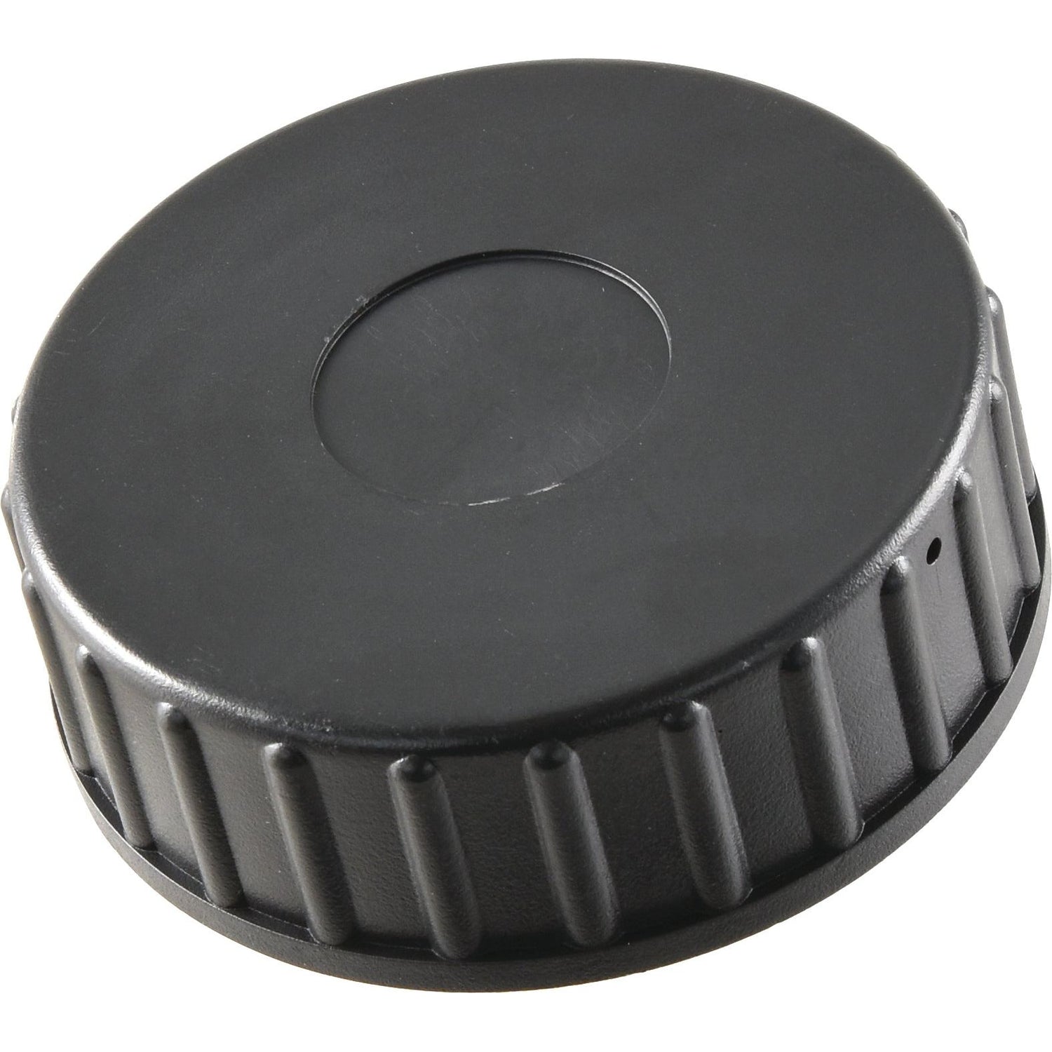 The Fuel Cap - S.44132 by Sparex is a black, round, ridged plastic threaded cap primarily designed for use as a screw-on lid for containers or bottles.