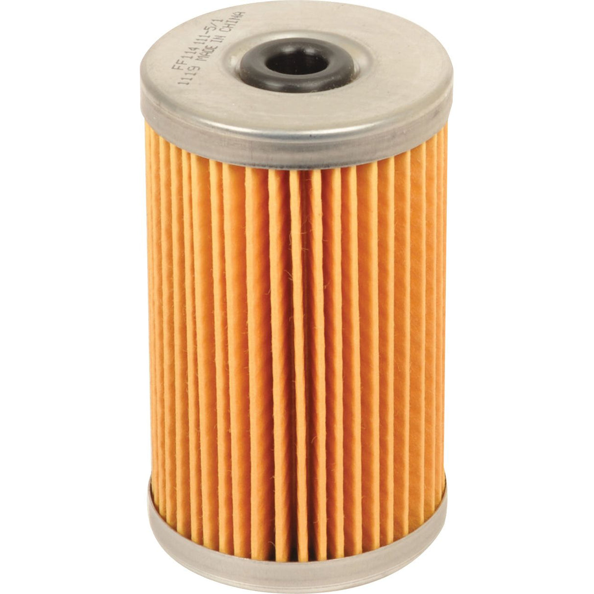 The Sparex Fuel Filter - Element - FF114 (Sparex Part No. S.76622) is a cylindrical pleated paper filter with metal top and bottom, suitable for filtering fluids or air in various equipment, including Case IH machinery.