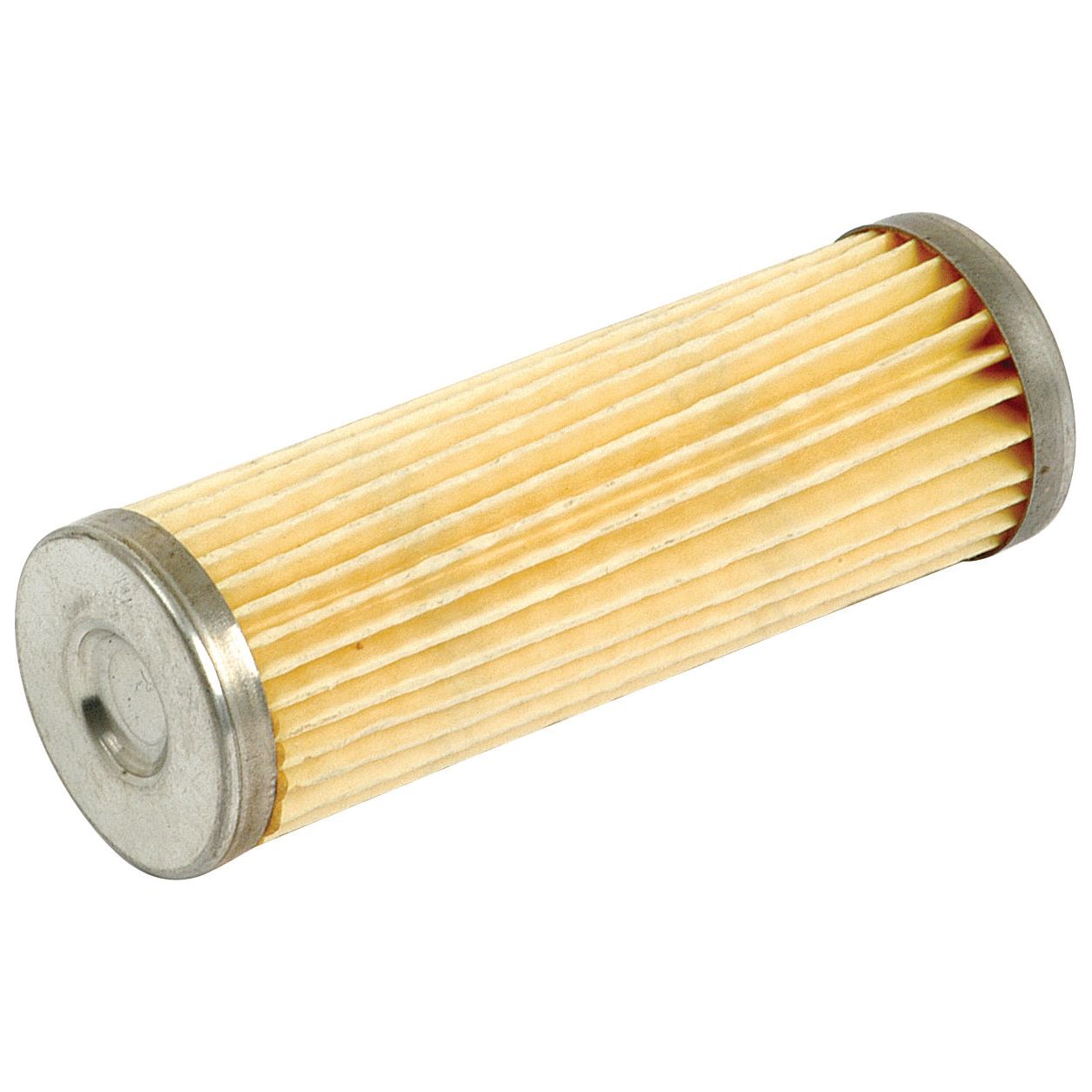 A cylindrical air filter with pleated paper media and metal end caps is shown against a white background, resembling the design of the Sparex Fuel Filter - Element - FF5131 (Sparex Part No. S.76881).