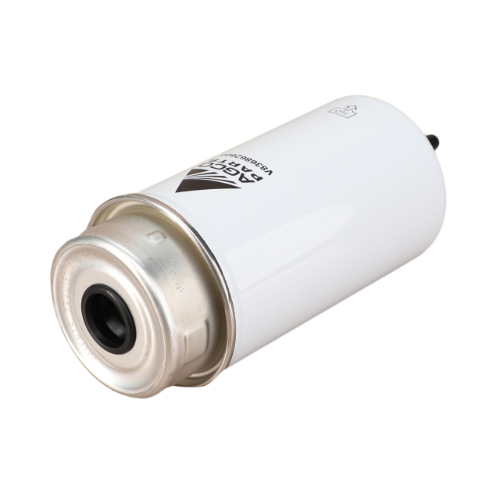 A white, cylindrical fuel filter featuring visible AGCO branding, a metallic base, and the notable reliability of the Massey Ferguson V836862602.