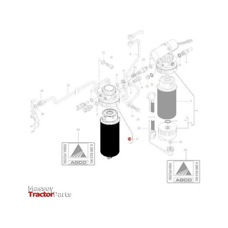 Massey Ferguson Fuel Filter - V836867595 | OEM | Massey Ferguson parts | Fuel-Massey Ferguson-Engine & Filters,Farming Parts,Filters,Fuel,Tractor Parts