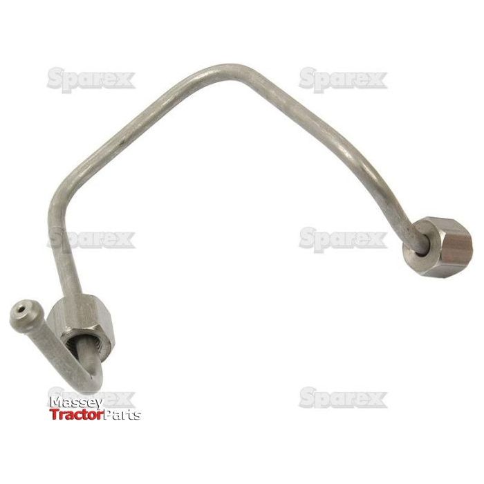 Fuel Injector Pipe for a Massey Ferguson 165 tractor, featuring two threaded connectors at each end and a distinct bend in the pipe. Product Name: Fuel Injector Pipe | Sparex Part No. S.41437 by Sparex.