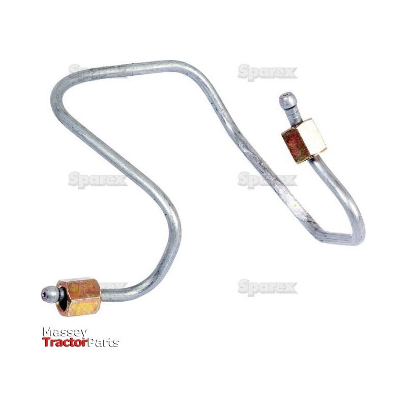 A fuel injector pipe with two connectors, labeled Sparex Part No.S.73633, ideal for tractor parts.